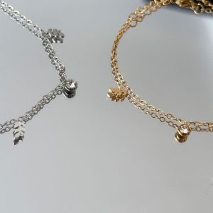 Ατσάλινο Βραχιόλι με Φύλλο & Ζιργκόν - ΧρυσόA12191A