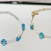 Βραχιόλι με Ατσάλινη Αλυσίδα & Γαλάζιες Κρυστάλλινες Χάντρες - ΧρυσόA12195-3A