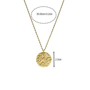 Ατσάλινο Κολιέ Με Κυκλικό Σφυρίλατο Και Strass - ΧρυσόA3548A