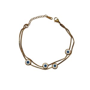 Ατσάλινο Βραχιόλι Με Διπλή Αλυσίδα - ΚόκκινοA3216R