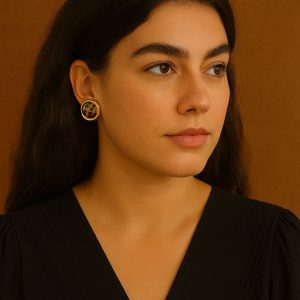 Ατσάλινα Σκουλαρίκια Στρογγυλά με Leopard ΣχέδιοN57