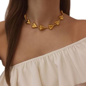 Κολιέ με διαδοχικές καρδιές σε χρυσό ή ασημί - ΧρυσόN73