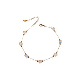 Βραχιόλι ποδιού με λευκά κρυσταλλάκια σε χρυσό & ασημί - ΑσημίA12196-2B