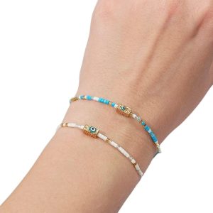 Βραχιόλια με Ματάκι & Χάντρες Miyuki Ρυθμιζόμενα Σετ 12 τεμ.A18009