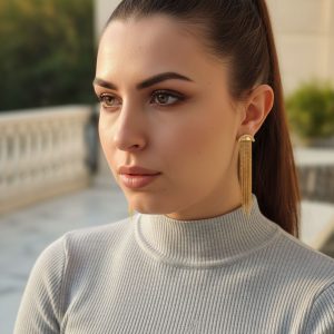 Ατσάλινα Σκουλαρίκια Κρεμαστά - ΧρυσόA3064A