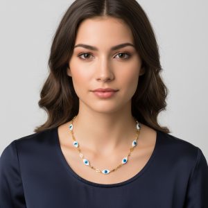 Ατσάλινο Κολιέ Με Ματάκια - ΧρυσόA12049A