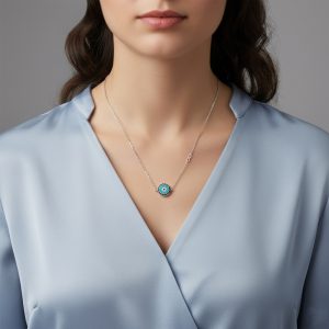 Κολιέ Μάτι με Ζιργκόν Ατσάλι A1334-1A1334-1