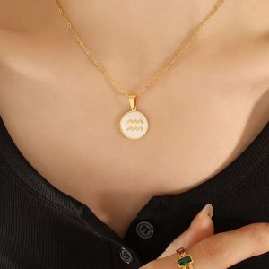 Ατσάλινο Κολιέ Με Ζώδιο (Υδροχόος)X00277