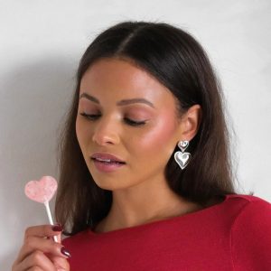 Σκουλαρίκια Διπλή Καρδιά από Ατσάλι ΑσημίA2047B