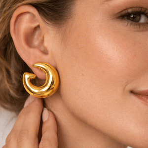 Σκουλαρίκια Σχήμα G Χρυσό Χρώμα από ΑτσάλιA2235A