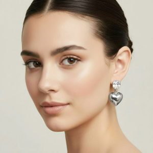 Σκουλαρίκια Καρδιά Στρας από Ατσάλι ΑσημίA2263B