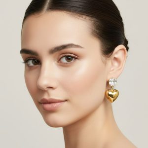 Σκουλαρίκια Καρδιά Στρας από Ατσάλι ΧρυσάA2263A