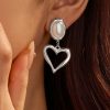 Σκουλαρίκια Ατσάλι Καρδιά με Κρεμαστή Πέτρα Στυλ Πέρλας ΑσημίA2264B