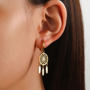 Ατσάλινα Σκουλαρίκια Κρεμαστά - ΧρυσόA3008A