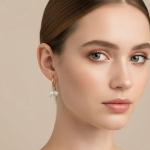 Σκουλαρίκια Ατσάλι Κρεμαστοί Κρίκοι με Διπλή ΠέρλαA3078A