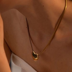 Ατσάλινο Κολιέ Με Καρδιά - ΧρυσόA3109A