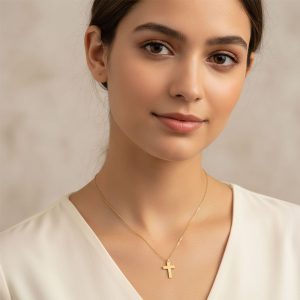 Ατσάλινο Κολιέ με Ανάγλυφο Σταυρό - ΧρυσόA31115A