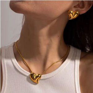 Ατσάλινο Κολιέ Με Καρδιά - ΧρυσόA3115A