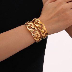 Ατσάλινο Βραχιόλι Χειροπέδα Σταγόνες Χρυσό ΧρώμαA3195-1A