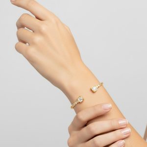 Ατσάλινο Βραχιόλι με Τετράγωνες Πέτρες Χρυσό ΧρώμαA3198-1A