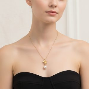 Κολιέ Ατσάλι Με Λουλούδι Και Πέρλα A3292AA3292A