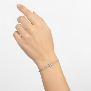 Ατσάλινο Βραχιόλι με Στρας και Κεντρικό Στοιχείο Ασημί ΧρώμαA3302-1B