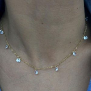 Κολιέ Απο Ανοξείδωτο Ατσάλι Με Γυαλιστερές Πέτρες ΖιργκόνA3306-2