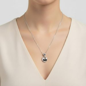 Ατσάλινο Κολιέ με Ασύμμετρο Οβάλ Μοτίφ Ασημί ΧρώμαA3322-1B