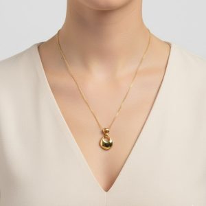 Ατσάλινο Κολιέ με Ασύμμετρο Οβάλ Μοτίφ Χρυσό ΧρώμαA3322-1A