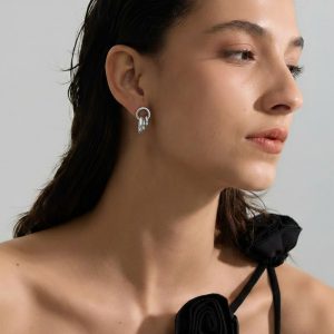 Ατσάλινα Σκουλαρίκια με Κρίκους Πολυεπίπεδος Σχεδιασμός Ασημί ΧρώμαA3353B