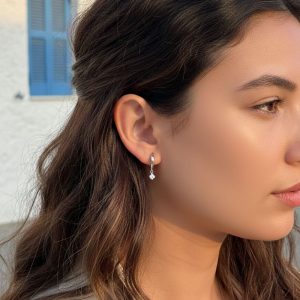 Ατσάλινα Σκουλαρίκια Κρίκοι με Κρυστάλλινο Στοιχείο Ασημί ΧρώμαA3366B