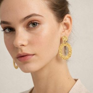 Ατσάλινα Σκουλαρίκια Κρεμαστά - ΧρυσόA3380A