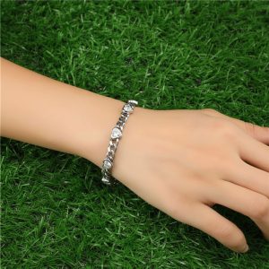 Ατσάλινο Βραχιόλι Αλυσίδα με Καρδιές Zircon Ασημί ΧρώμαA3422-1B