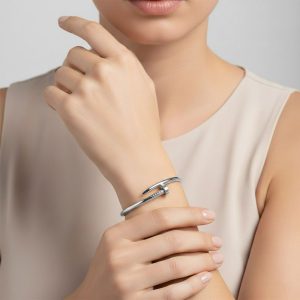 Ατσάλινο Βραχιόλι Καρφί Ασημί ΧρώμαA3423B