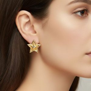 Ατσάλινα Σκουλαρίκια Καρφωτά - ΧρυσόA3450A