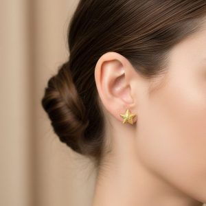 Ατσάλινα Σκουλαρίκια Αστεράκια Καρφωτά - ΧρυσόA3457A