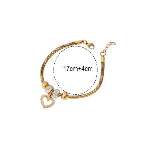 Βραχιόλι Με Αλυσίδα Φίδι Και Κρεμαστή Καρδιά - ΑσημίA3716B
