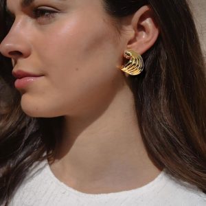 Κρεμαστά Σκουλαρίκια Κυματιστής Φόρμας από Ατσάλι ΧρυσάA3806A