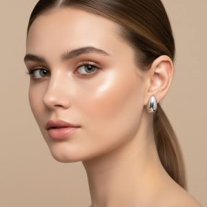 Σκουλαρίκια Ατσάλι Καμπυλωτό Σχέδιο ΑσημίA3814B