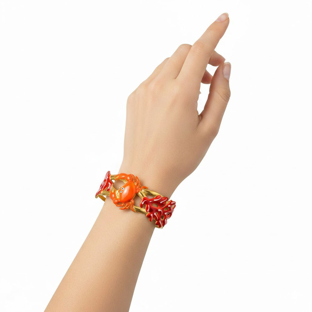 Ατσάλινη Χειροπέδα Καβούρι Χρώμα Χρυσό με Μπορντό Πορτοκαλί Ατσάλινη Χειροπέδα Καβούρι Χρώμα Χρυσό με Μπορντό ΠορτοκαλίA70007-1C