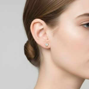 Ατσάλινα Σκουλαρίκια Καρδιά με Στρας Χρυσό ΧρώμαA70015A