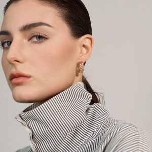 Ατσάλινα Πλεγμένα Σκουλαρίκια με ΠέτρεςB3125