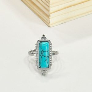 Ατσάλινο Δαχτυλίδι Με Γαλάζια ΠέτραJ105