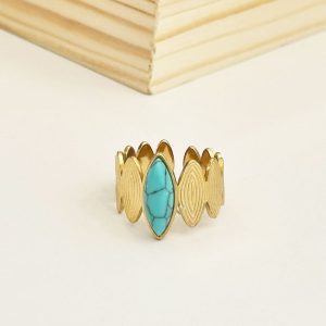 Ατσάλινο Δαχτυλίδι Με Γαλάζια ΠέτραJ98