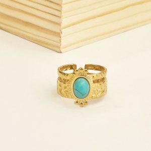 Ατσάλινο Δαχτυλίδι Με Γαλάζια ΠέτραJ107