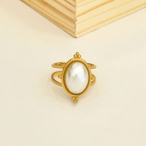 Ατσάλινο Δαχτυλίδι Με ΠέρλαJ108