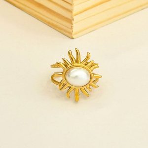 Ατσάλινο Δαχτυλίδι Με ΠέρλαJ109