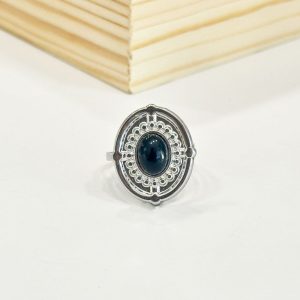 Ατσάλινο Δαχτυλίδι Με Μαύρη ΠέτραJ102