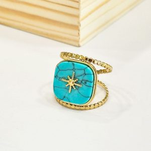 Ατσάλινο Δαχτυλίδι Με Γαλάζια ΠέτραJ106