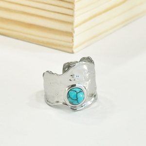 Ατσάλινο Δαχτυλίδι Με Γαλάζια ΠέτραJ100